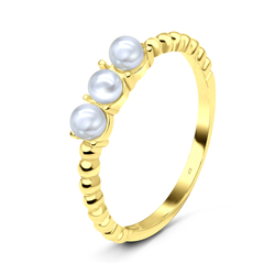 Pearl Gold Plated Silver Rings NSR-2910-GP